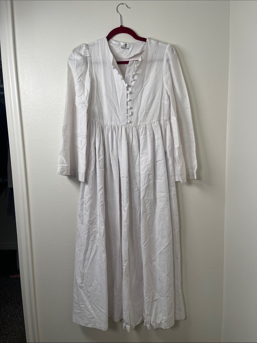 Avirex White Long-Sleeve Buttoned Maxi Dress